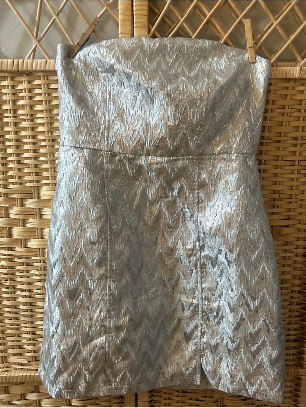 Donna Morgan Ladies Metallic Strapless Mini Dress Size 10 Event Wedding Party